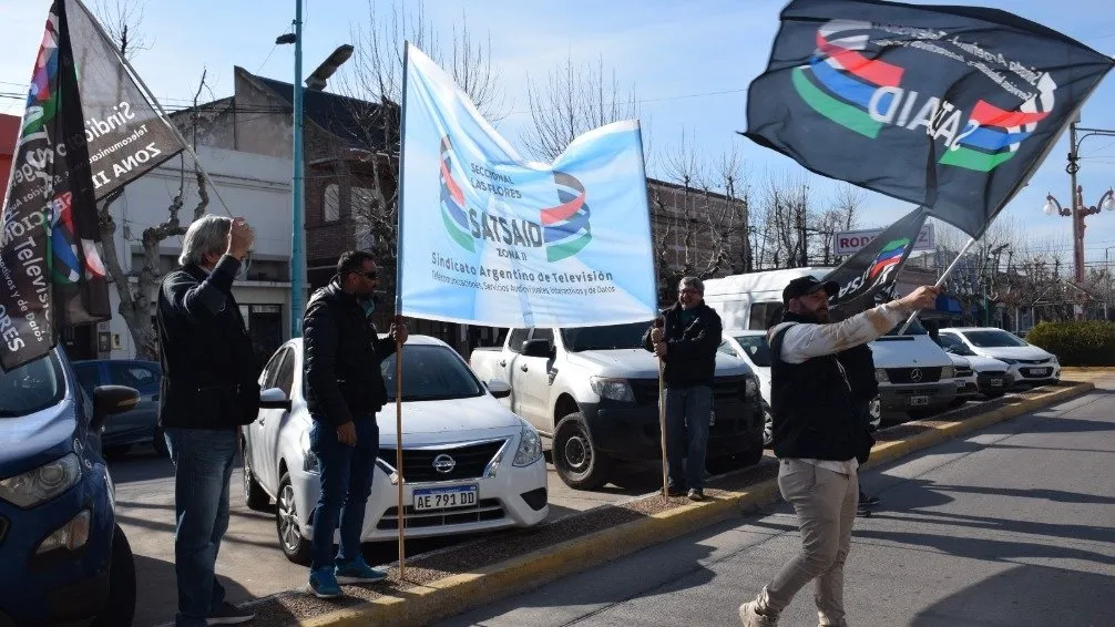  Trabajadores del Sindicato de Televisión realizaron una protesta en las oficinas de Personal Flow